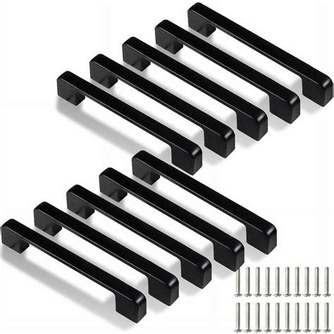 Black Cabinet Handles 128mm 10 Pack Modern Kitchen Drawer And Cupboard Door Handles With