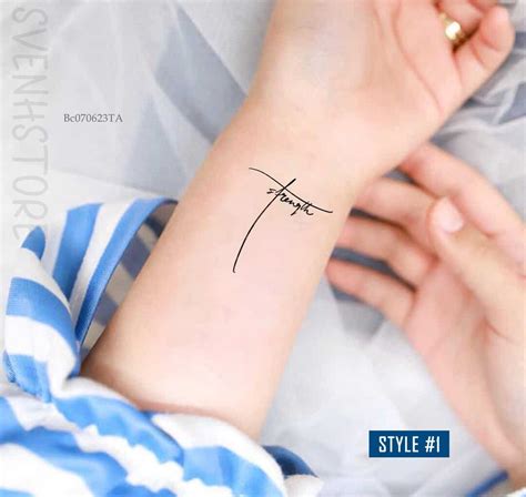 Strength Cross Temporary Tattoo Women Spiritual Tattoo Religious T