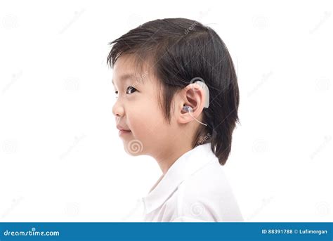 Asian Child With Hearing Aid Stock Photo Image Of Isolated Close