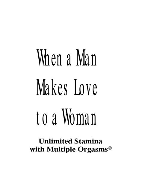 When A Man Makes Love To A Woman Unlimited Stamina With Multiple Orgasms By David Michaels