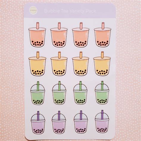 Bubble Tea Variety Sticker Sheet In 2021 Tea Varieties Bubble Tea