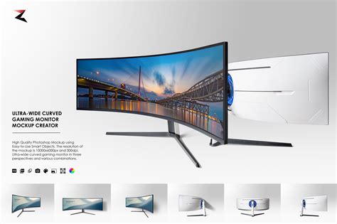 Ultrawide Curved Monitor Mockup 10k Design Cuts