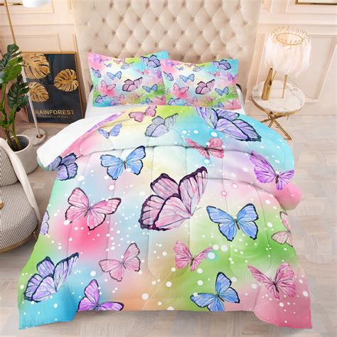 Butterfly Comforter Set Full Size Fairy Tales Forest Beautiful Butterfly Princess Girls