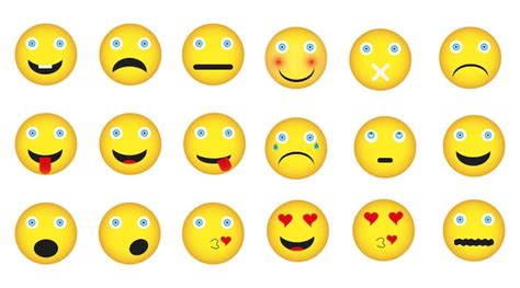 Conjunto De Emoticonos Redondos Amarillos Sonrisa Risa Alegr A