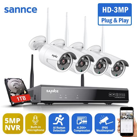 Sannce Ch Hd P Xpoe Cctv Nvr System Pcs M Ip Cameras Outdoor