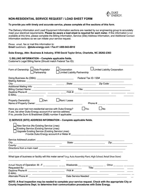 Duke Energy Commercial Load Sheet 2020 2022 Fill And Sign Printable Template Online Us Legal