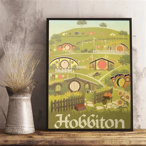 Lord Of The Rings Travel Poster The Hobbit Wall Art Print Hobbiton The