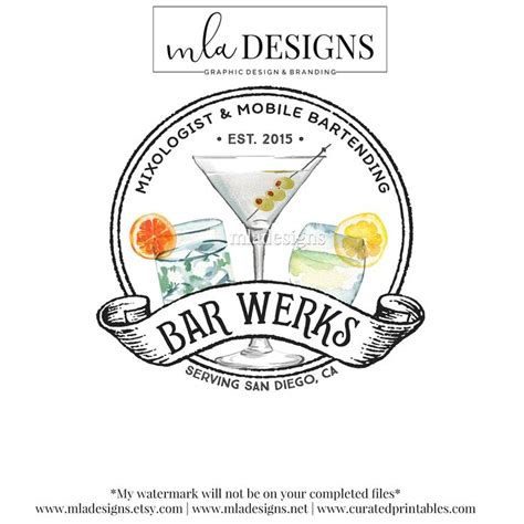 An Advertisement For The Bar Werkss Logo Featuring A Martini Glass