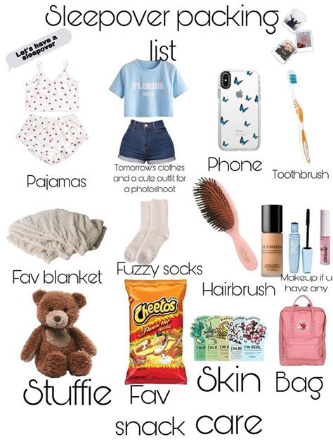 Sleepover Packing List Sleepover Packing List Sleepover Essentials