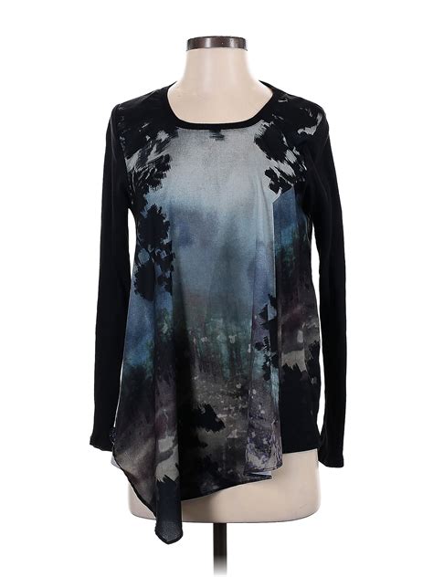 Simply Vera Vera Wang 100 Polyester Tie Dye Black Long Sleeve Blouse