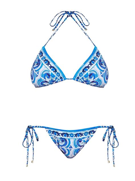 Majolica Print Triangle Bikini Dolce And Gabbana Matchesfashion Com