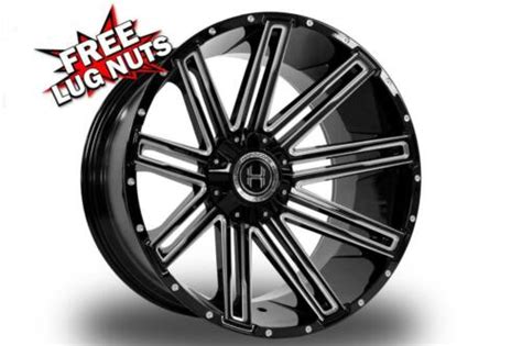 20 Inch 20x10 Hardcore Offroad HC20 Black Milled Wheels Rims 5x5 5