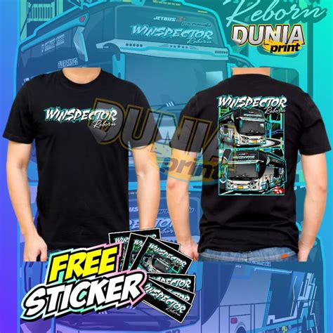 Jual Free Sticker Ganci Kaos Bus Winspector Qq Trans Cotton Combed S