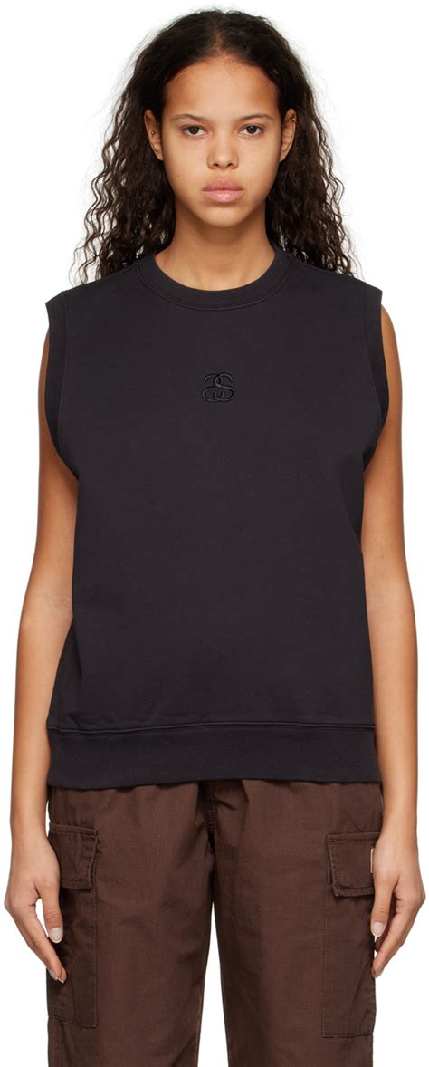 Stussy Ss Link Fleece Vest In Black Modesens