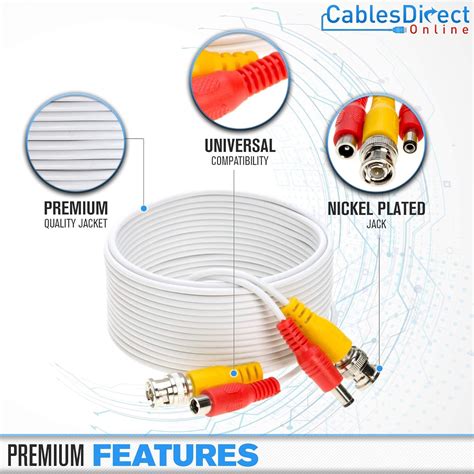 Cable De Alimentaci N De Video Bnc Prefabricado Blanco De Pies Para