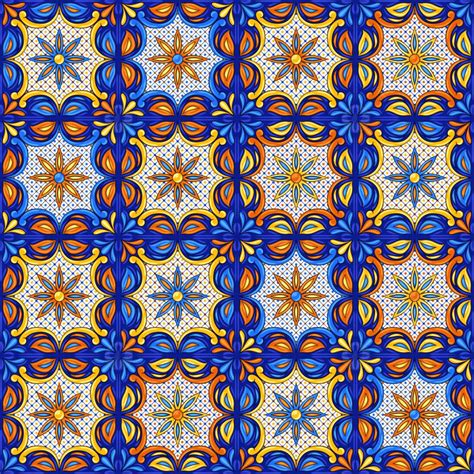 Mexican Talavera Ceramic Tile Pattern Background Pattern Square