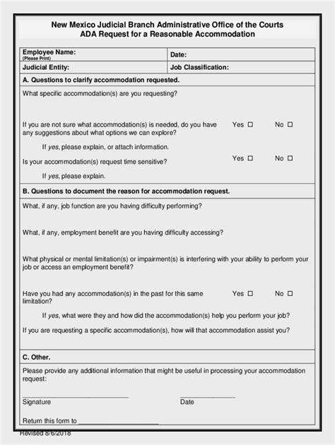 Fillable Online Ada Accommodation Request Second Judicial District