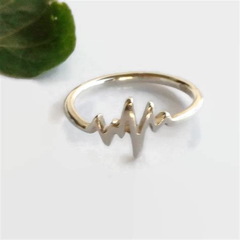 Heartbeat Ring Sterling Silver Heart Beat Ring Heart Rate Etsy