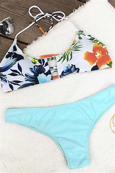 Chic Lady Floral Halter Bikini Set