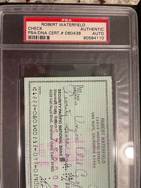 Bob Waterfield Signed Check Football Hall Of Fame Rams Psadna Auth Ebay