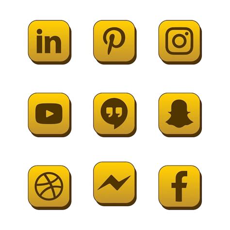 Premium Vector Yellow Social Media Icons