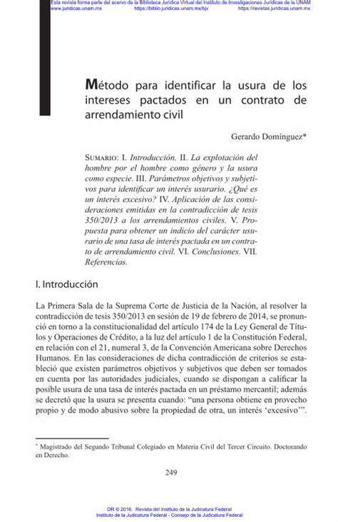 Pdf M Todo Para Identificar La Usura De Los Intereses Pactados