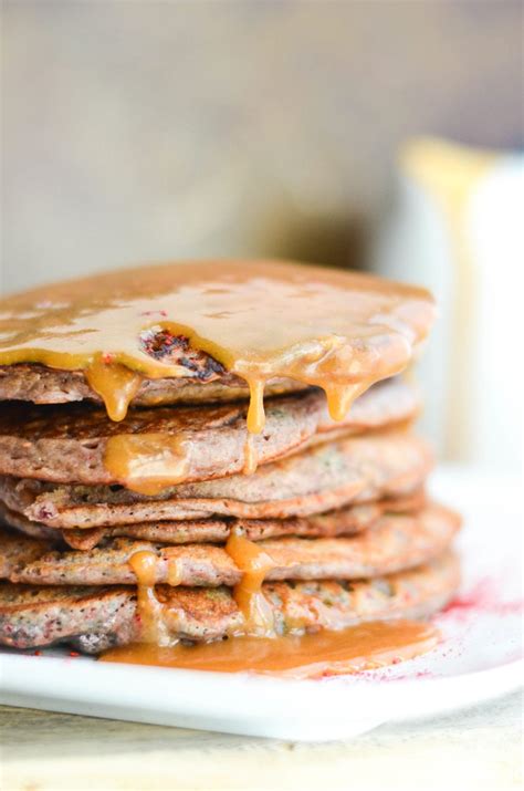 Raspberry Pancakes With Peanut Butter Maple Syrup My Modern Cookery