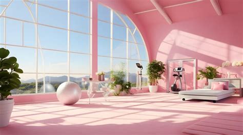 Premium AI Image | Barbie pink interior of a modern living room with ...