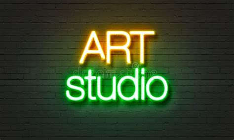 Art Studio Neon Sign on Brick Wall Background. Stock Photo - Image of decoration, billboard ...