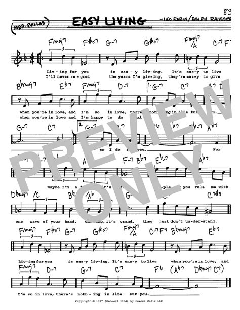 Easy Living By Billie Holiday Sheet Music For Real Book Melody