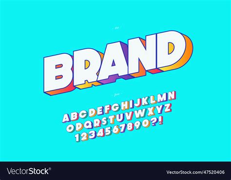 Brand Font 3d Bold Style Royalty Free Vector Image