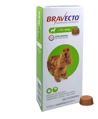 Bravecto 500mg 10 A 20kg Antipulgas Carrapatos Cães 3un