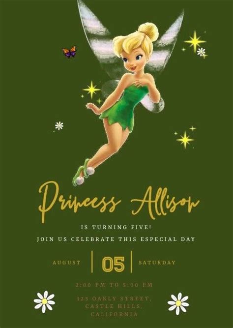 Tinkerbell Birthday Invitation In 2024 Birthday Invitations