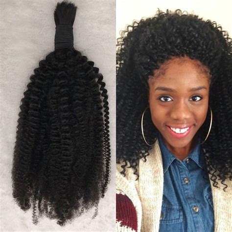 Kinky Curly Human Hair Bulk For Braiding Natural Black Mongolian Curly Bulk Hair For Black Women