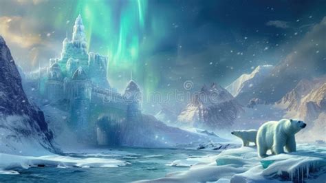 Ice Castle Under Northern Lights In Winter Wonderland Resplendent