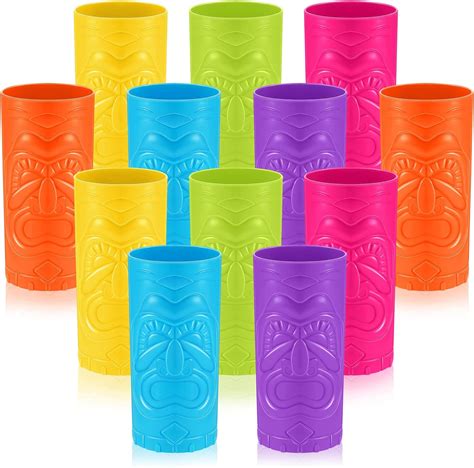 Amazon Patelai Pcs Oz Plastic Tiki Cups Bulk Colored Tiki