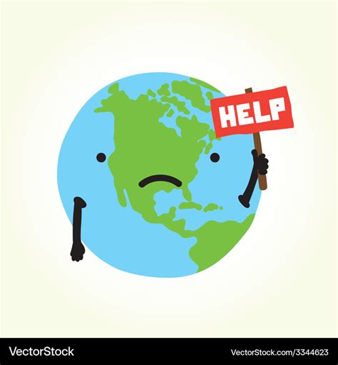 Sad Planet Earth Royalty Free Vector Image Vectorstock