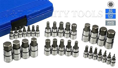 32 Pc Master Allen Wrench Bit Kit Hex Key For Ratchet Socket Tool Sae