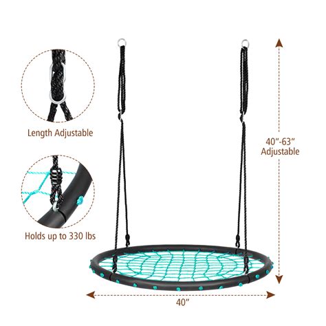 Costway 40 Spider Web Tree Swing Set W Adjustable Hanging Ropes Kids