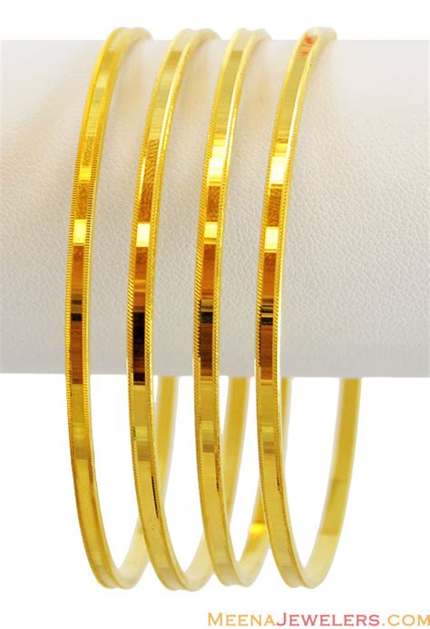 Plain Gold Bangles Set 4 Pcs 22k BaSt13792 22k Gold Fancy Bangles