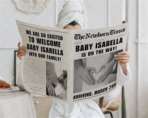 Custom Baby Announcement Newspaper Baby News Newspaper Baby Reveal