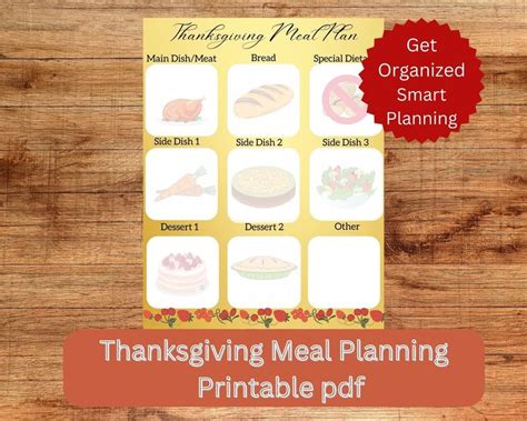 The Thanksgiving Meal Planner Is Shown On A Wooden Table