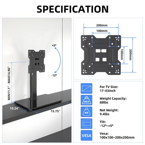 XINLEI Universal TV Stand Base Table Top TV Stand For 17 43 Inch LCD