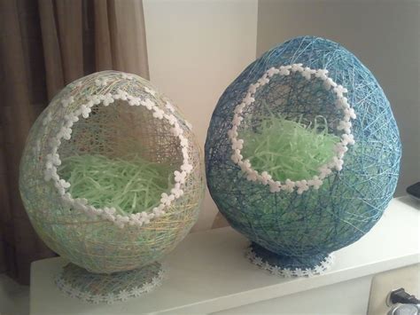 Easter Idea Egg Baskets Wrap String Around A Balloon Blown Up To The