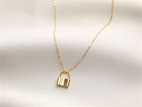 Gold Filled Lock Necklace Padlock Necklace Layering Etsy