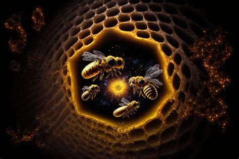 Artstation Bees Making Honey In A Cosmic Beehive