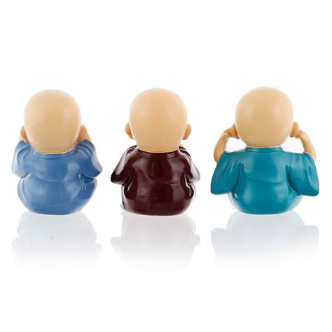 Handcrafted Set Of 3 Baby Buddha Monk Polyresin Saumic Craft Gallery