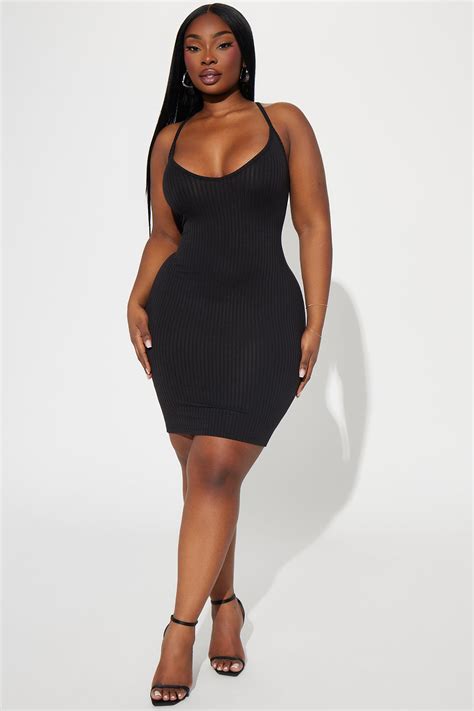 Erin Ribbed Cami Mini Dress Black Fashion Nova