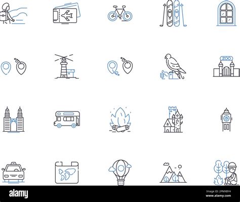 World Travel Outline Icons Collection Tourism Journey Trips