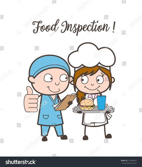 Cartoon Food Inspector Approved Restaurant Food 스톡 벡터로열티 프리 722836363